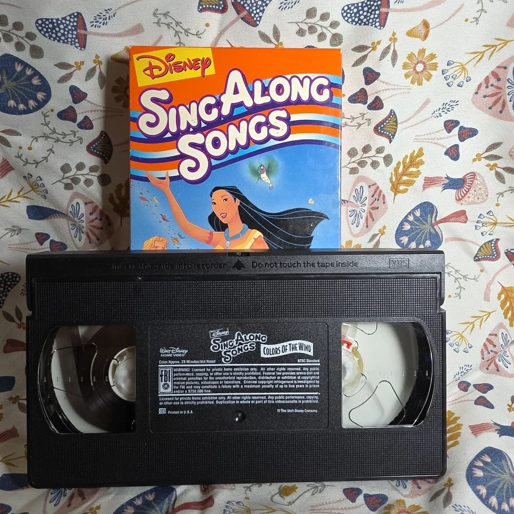 Disney VHS Kids Orange Pocahontas Colors of the Wind Sing Along Songs Vintage